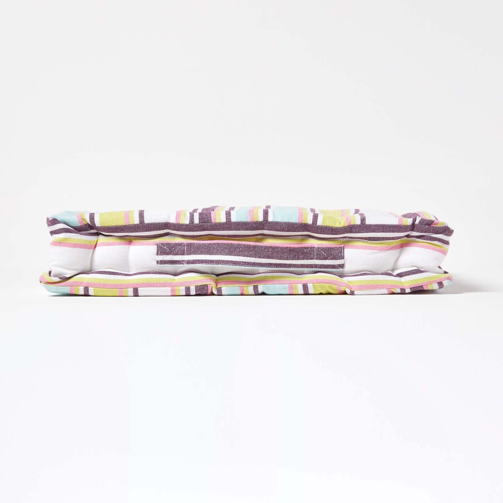 Striped Large Floor Cushion, Blue, Green, Multicolour - Picture 12 of 19