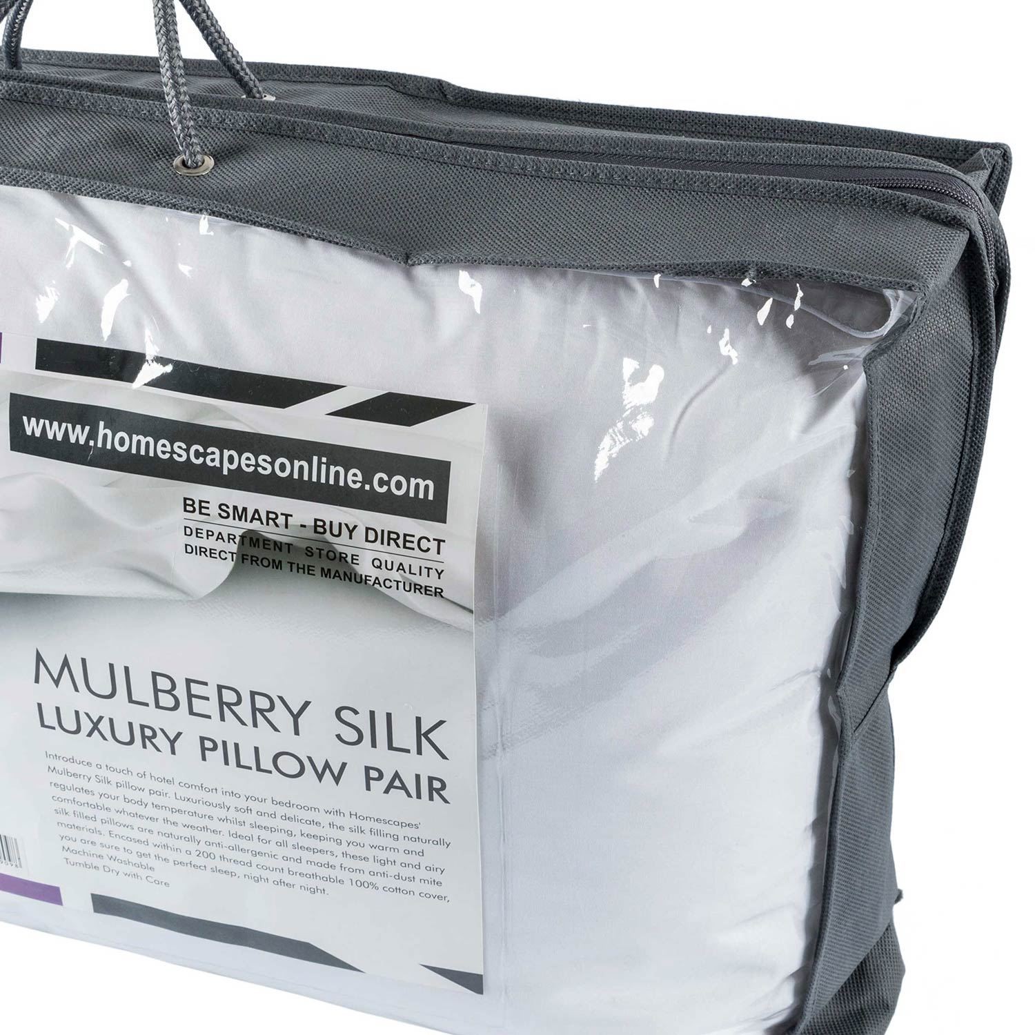 Pure Mulberry Silk Filled Pillow Pair with Super Soft 100 Cotton