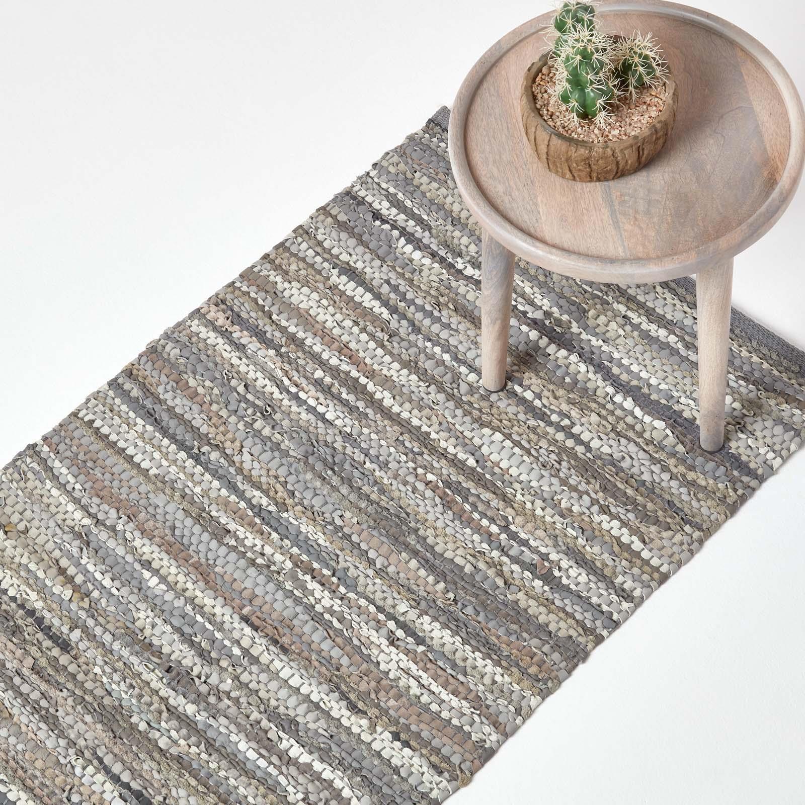 Denver Leather Woven Rugs Black and Chocolate, Modern, Rectangle - Picture 17 of 22