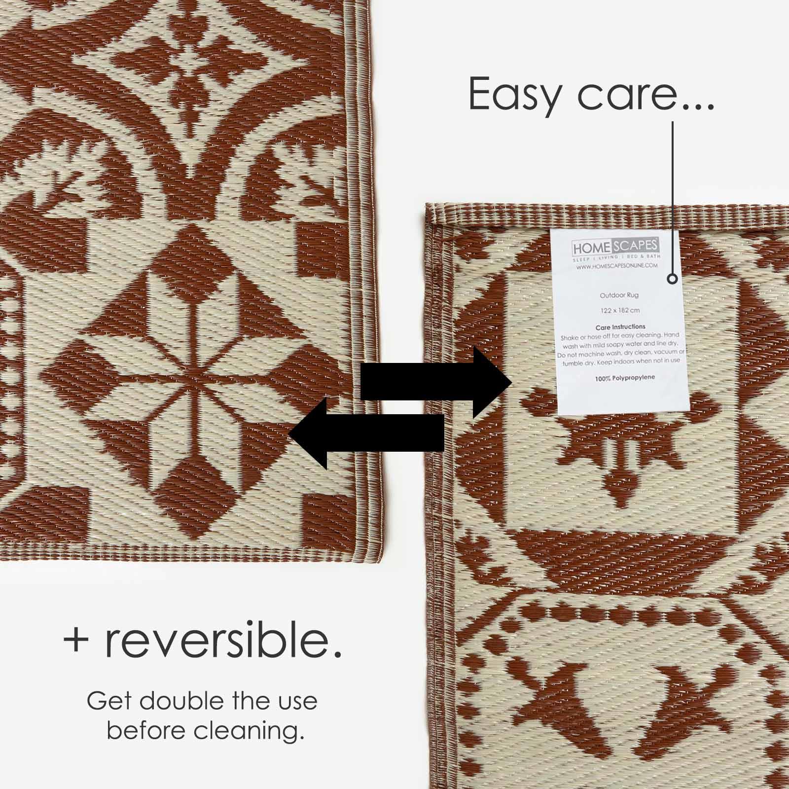 Reversible Indoor/Outdoor Garden Rugs in Motif Mosaic Leaf & Geometric Pattern - Picture 54 of 67