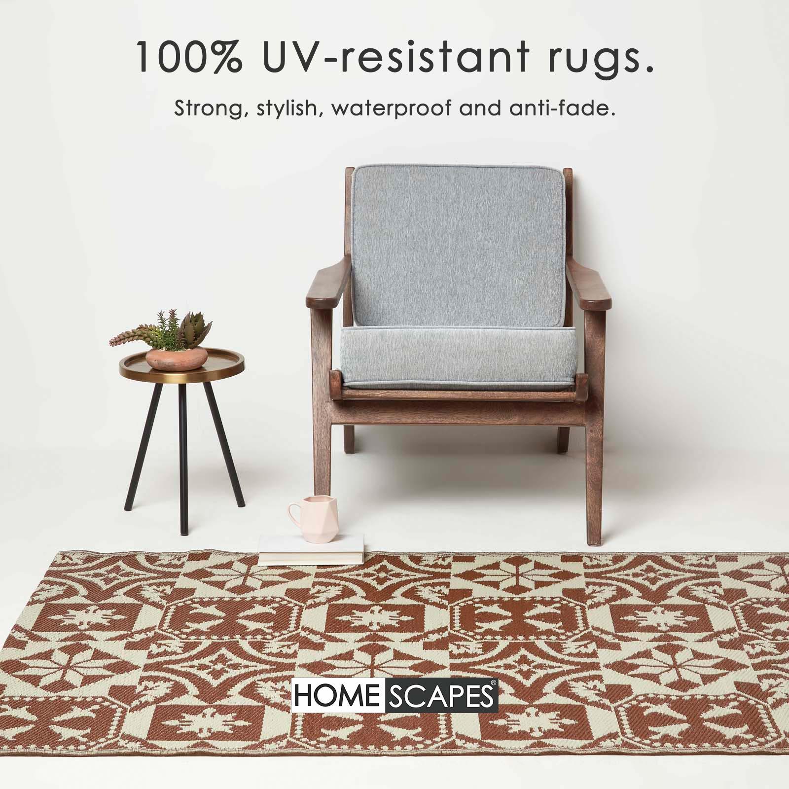 Reversible Indoor/Outdoor Garden Rugs in Motif Mosaic Leaf & Geometric Pattern - Picture 51 of 67