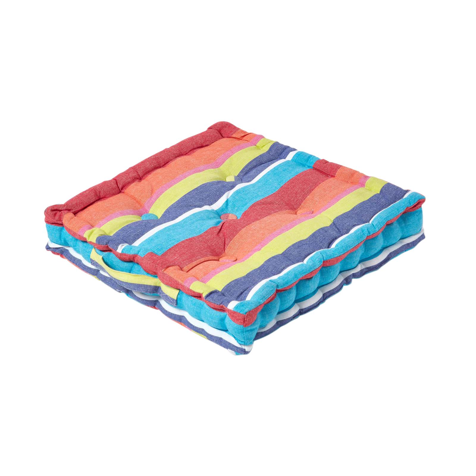 Striped Large Floor Cushion, Blue, Green, Multicolour - Picture 14 of 19