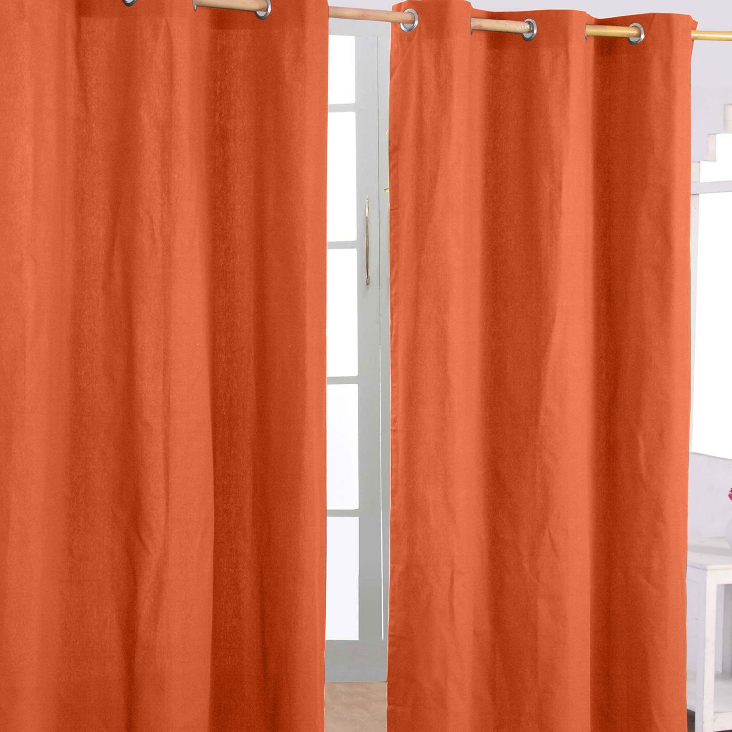 Plain Dyed Heavy Cotton Curtain Eyelet Ready Made Ring Top White, Blue, Grey - Picture 19 of 83