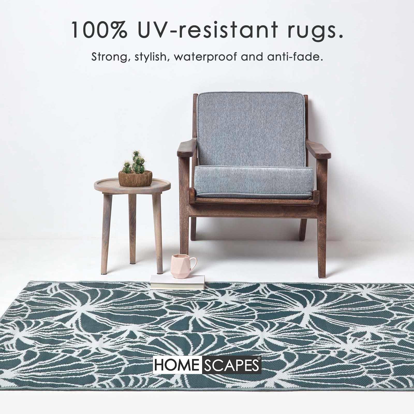 Reversible Indoor/Outdoor Garden Rugs in Motif Mosaic Leaf & Geometric Pattern - Picture 15 of 67
