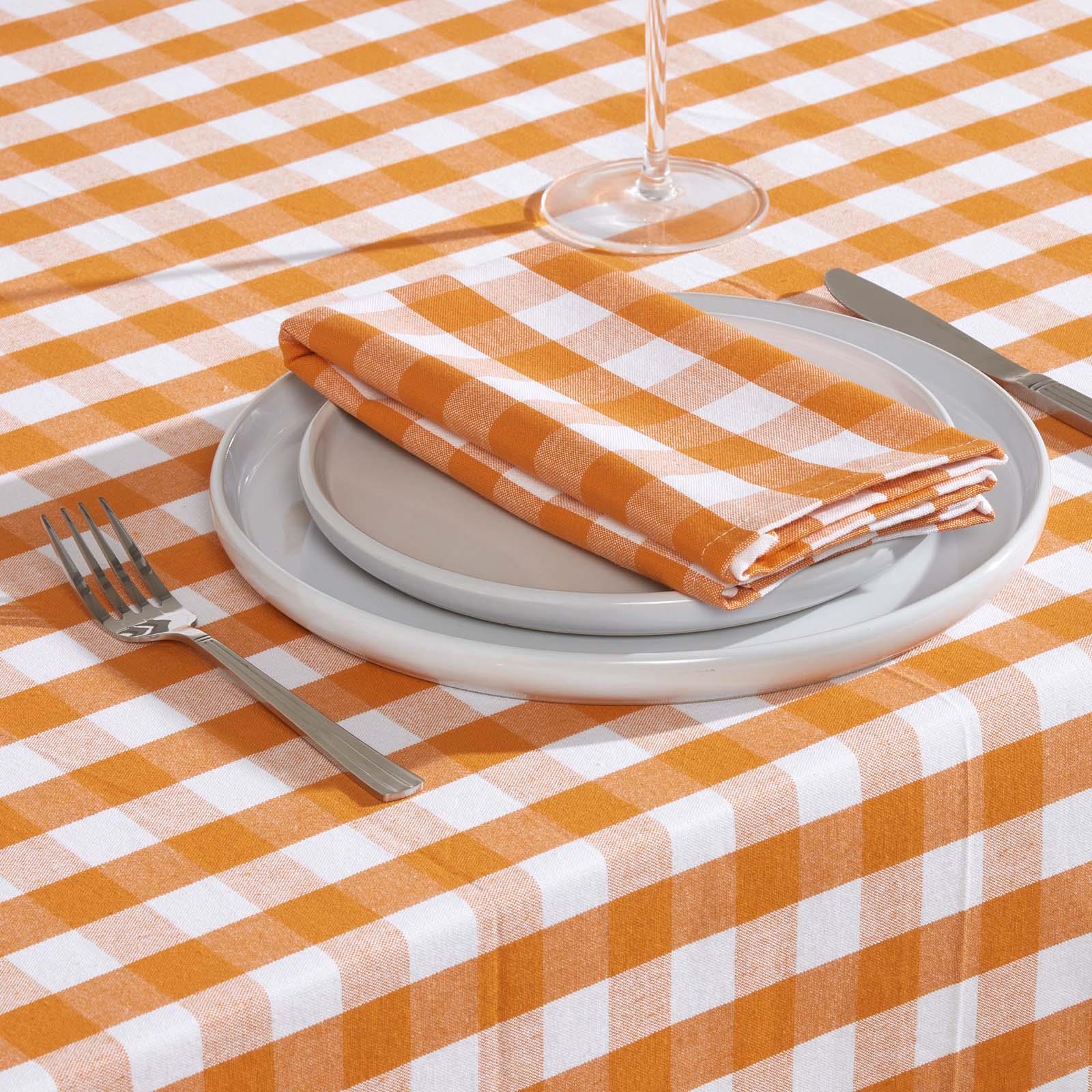 Block Check Tablecloth 100% Cotton Matching With Placemats, Napkins and Seat Pad - Picture 16 of 25