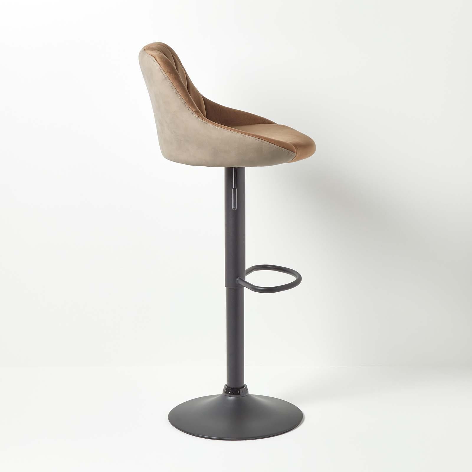 Velvet & Faux Leather Bar Stool Swivel Chair Adjustable Barstool with Backrest - Picture 12 of 22