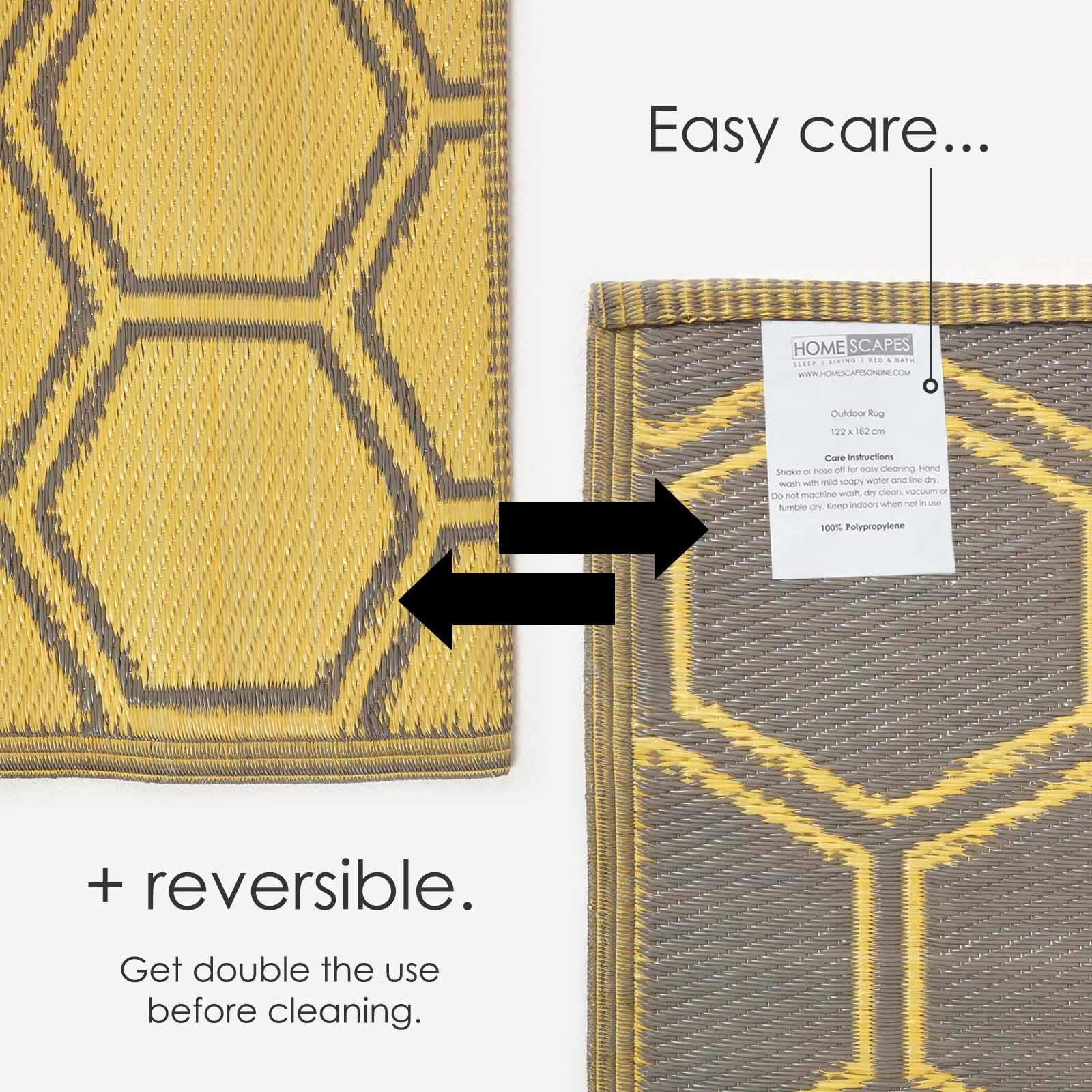 Reversible Indoor/Outdoor Garden Rugs in Motif Mosaic Leaf & Geometric Pattern - Picture 42 of 67