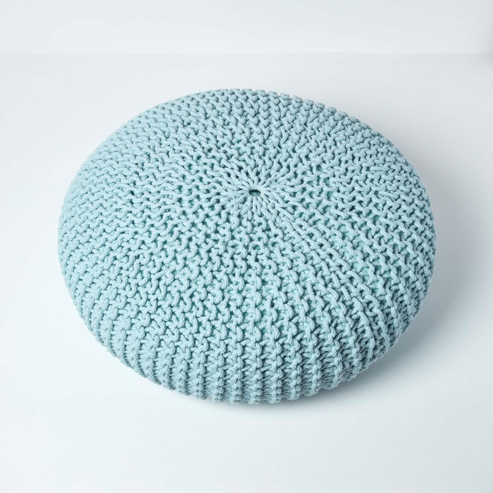 Large Round Cotton Knitted Pouffes Footstools Red, Yellow, Black, Grey, Natural - Picture 75 of 108