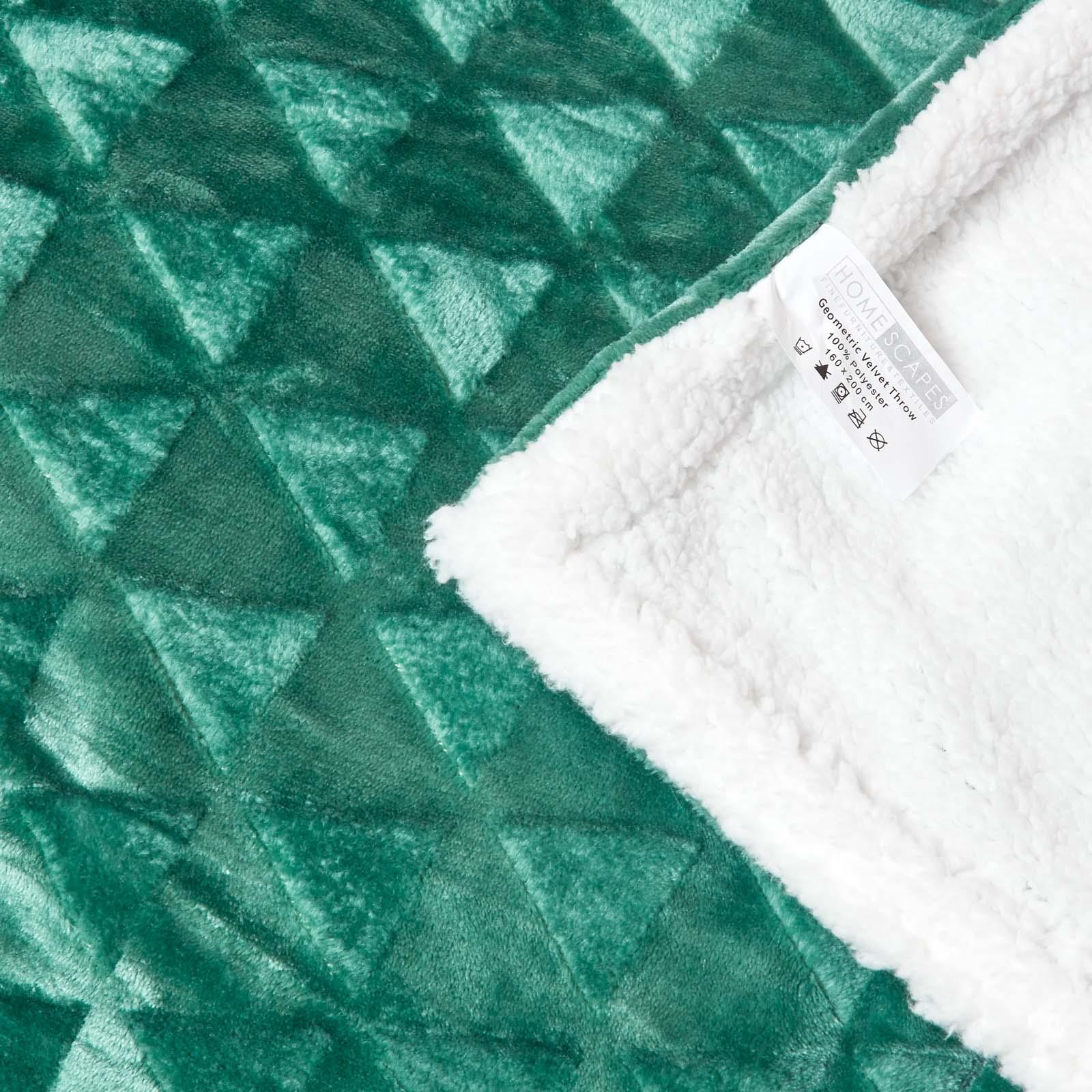 Velvet Throw Over Sofa Bedspread Geometric Triangle Soft Bed Protector Cover - Picture 21 of 74