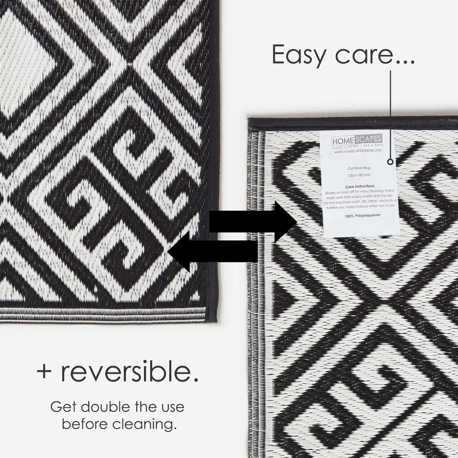 Reversible Indoor/Outdoor Garden Rugs in Motif Mosaic Leaf & Geometric Pattern - Picture 30 of 67