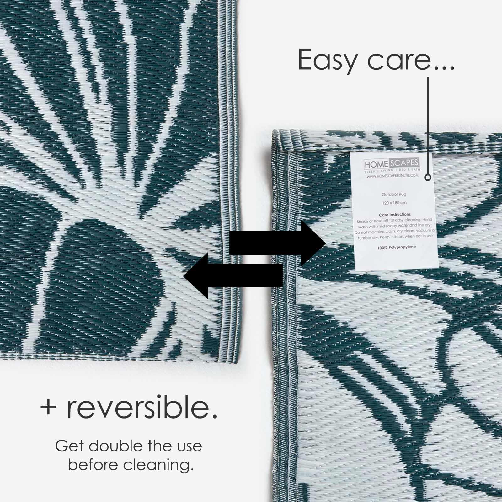 Reversible Indoor/Outdoor Garden Rugs in Motif Mosaic Leaf & Geometric Pattern - Picture 18 of 67
