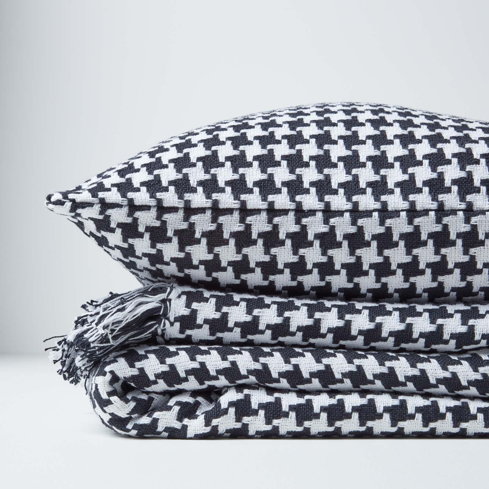 Houndstooth Cotton Check Extra Large Sofa Bed Throws Blanket Dogtooth Bedspreads - Picture 7 of 25