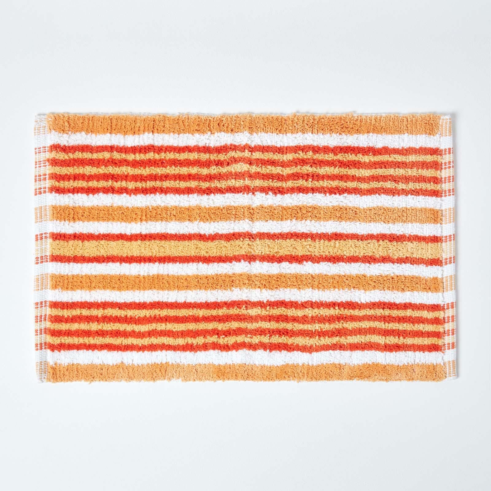 Cotton Striped Bath Mat Non Slip Blue Orange Green Black White Bathroom Mats - Picture 5 of 5