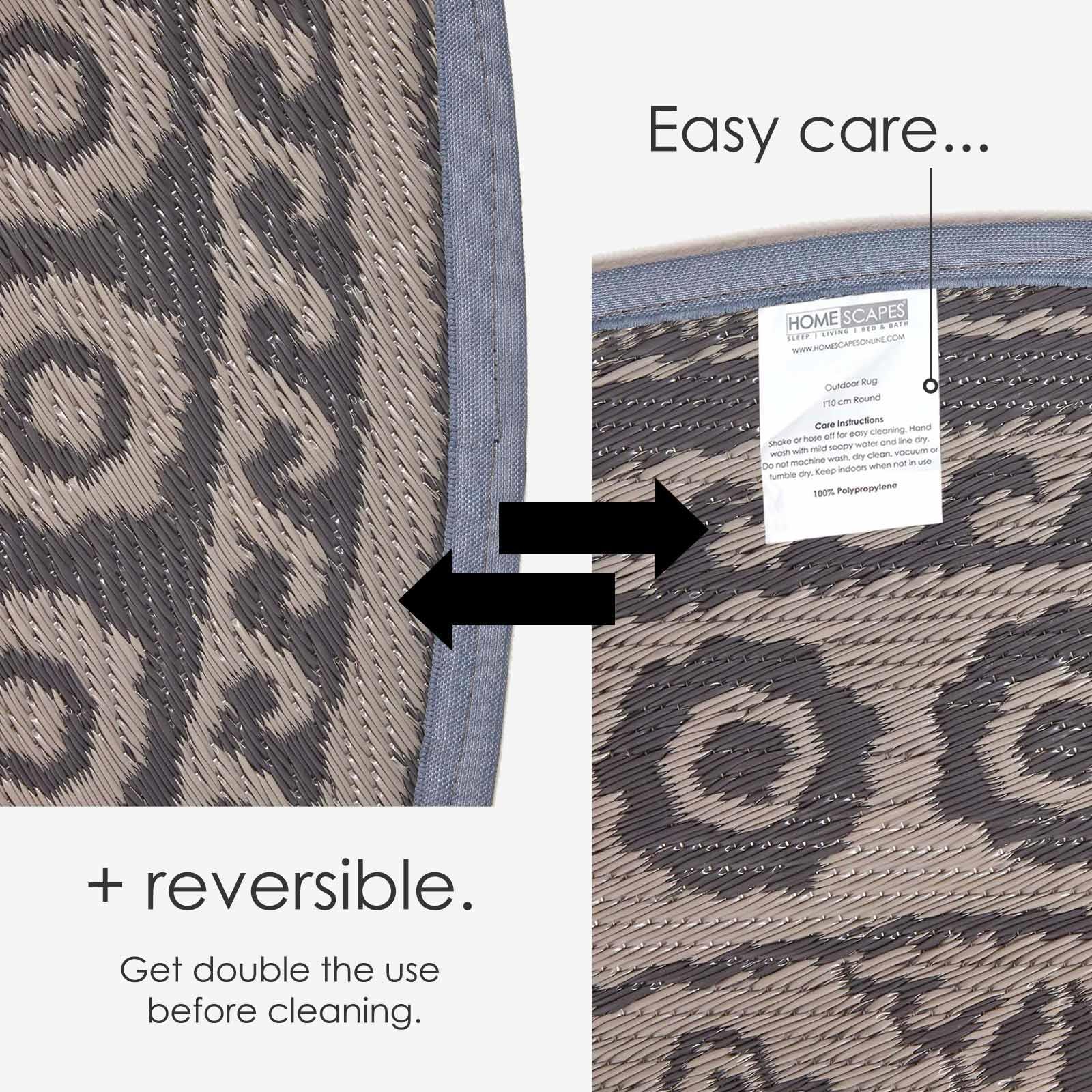 Reversible Indoor/Outdoor Garden Rugs in Motif Mosaic Leaf & Geometric Pattern - Picture 48 of 67
