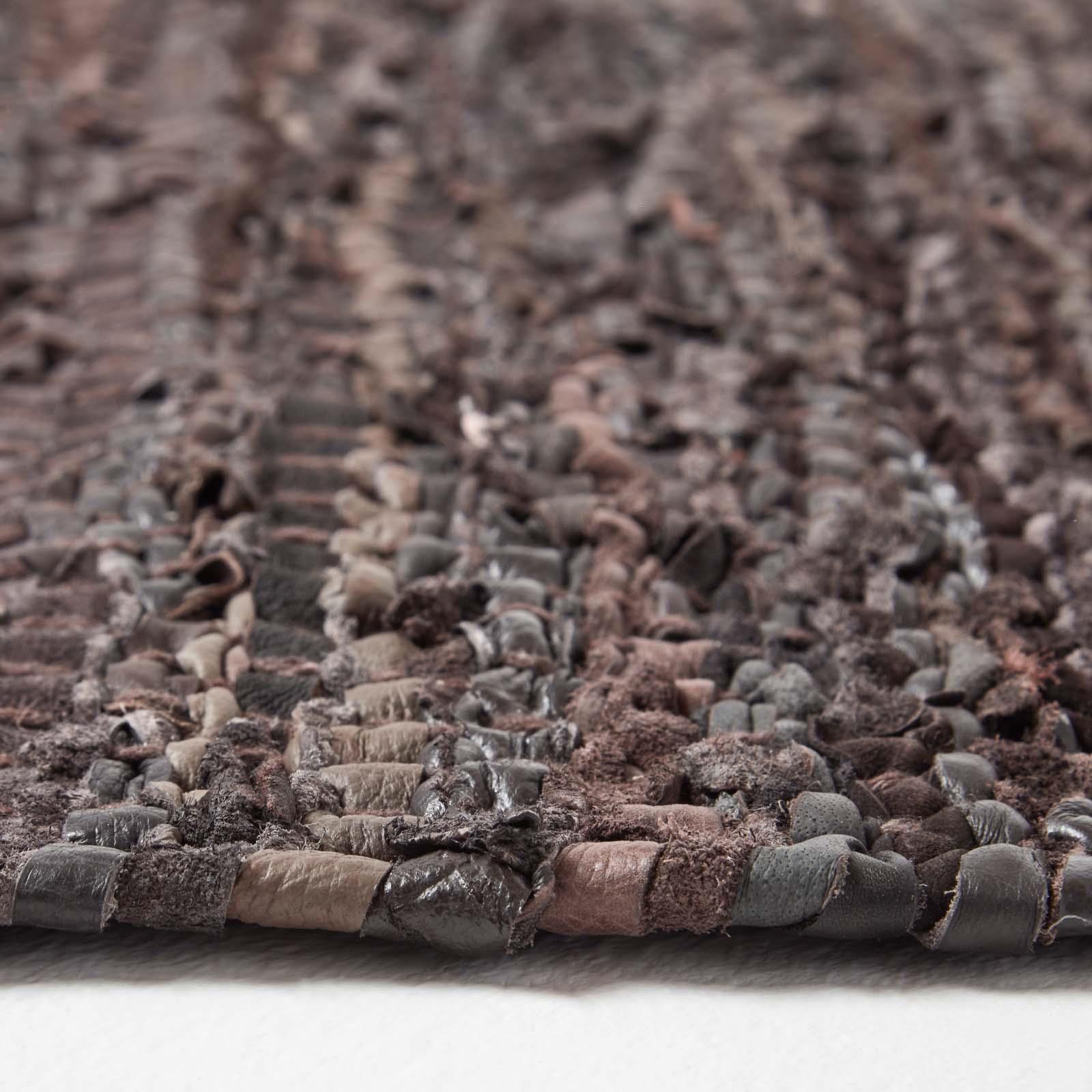 Denver Leather Woven Rugs Black and Chocolate, Modern, Rectangle - Picture 14 of 22