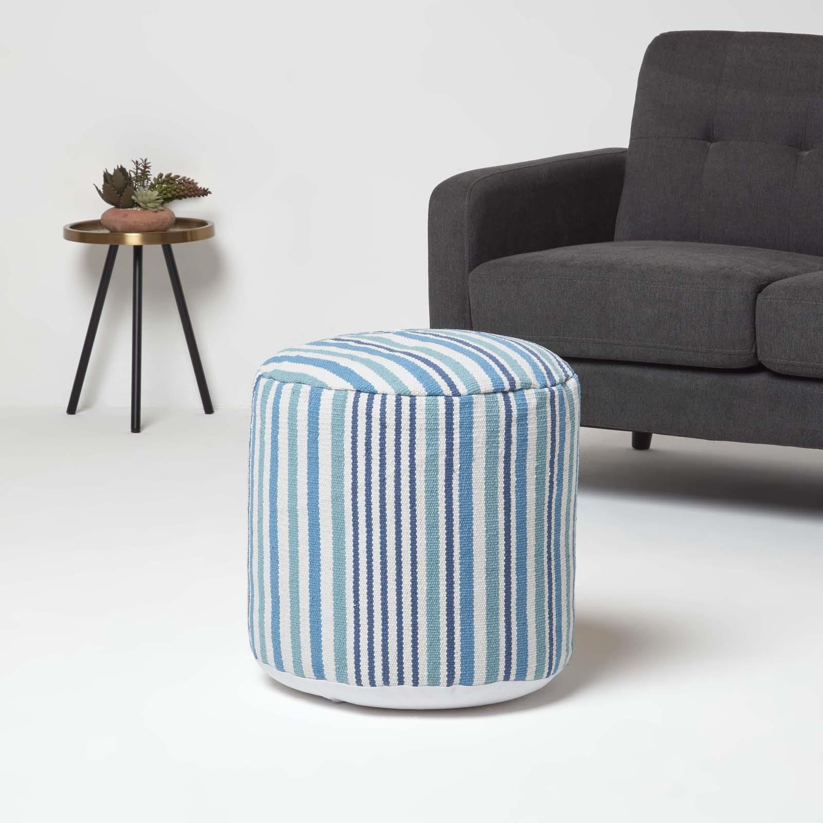 Striped Square Bean Bag Footstools Foot Rest Stool Pouffe Ottoman - Picture 8 of 26