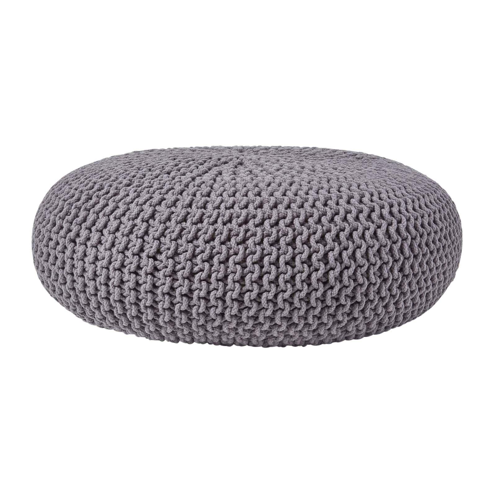 Large Round Cotton Knitted Pouffes Footstools Red, Yellow, Black, Grey, Natural - Picture 32 of 108