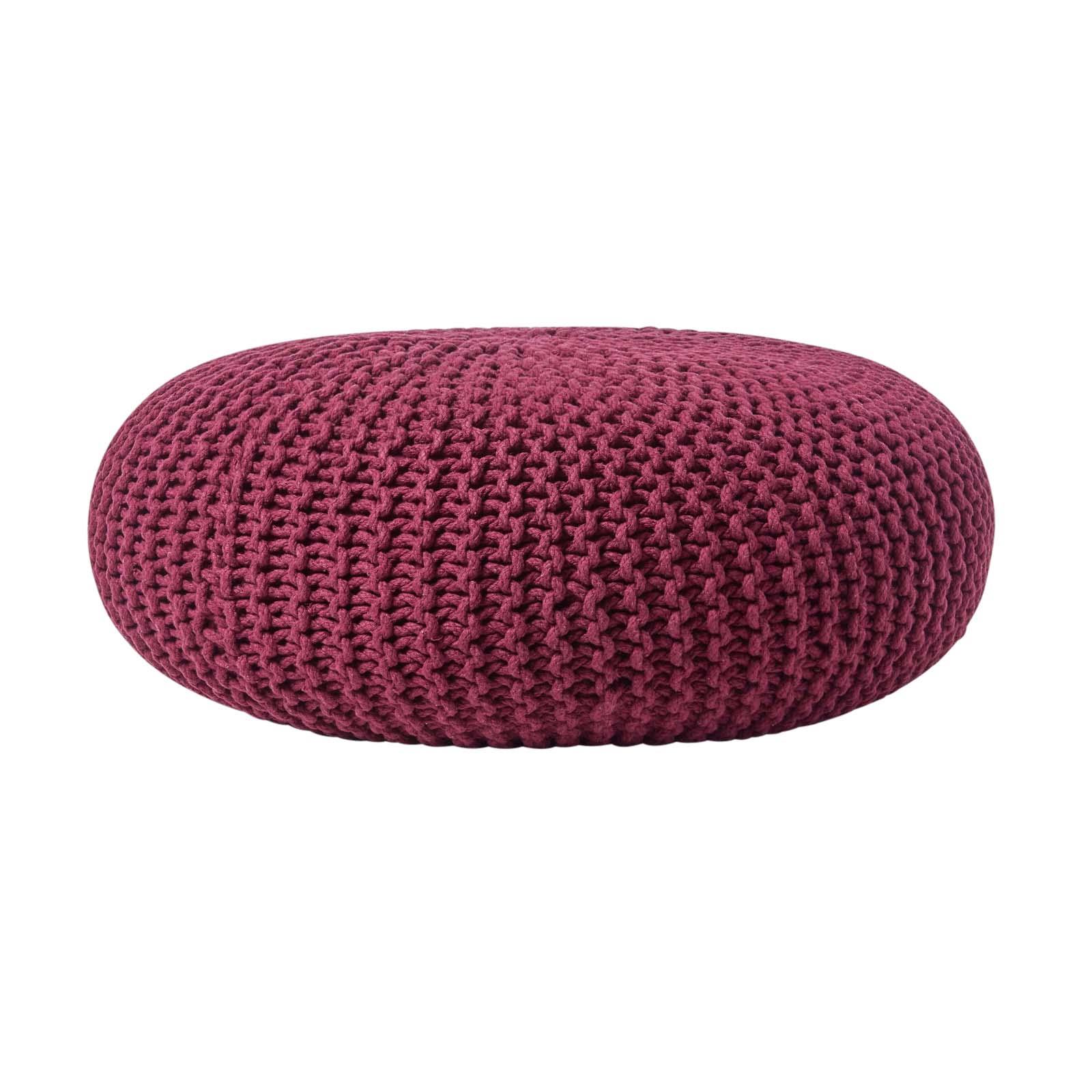 Large Round Cotton Knitted Pouffes Footstools Red, Yellow, Black, Grey, Natural - Picture 85 of 108