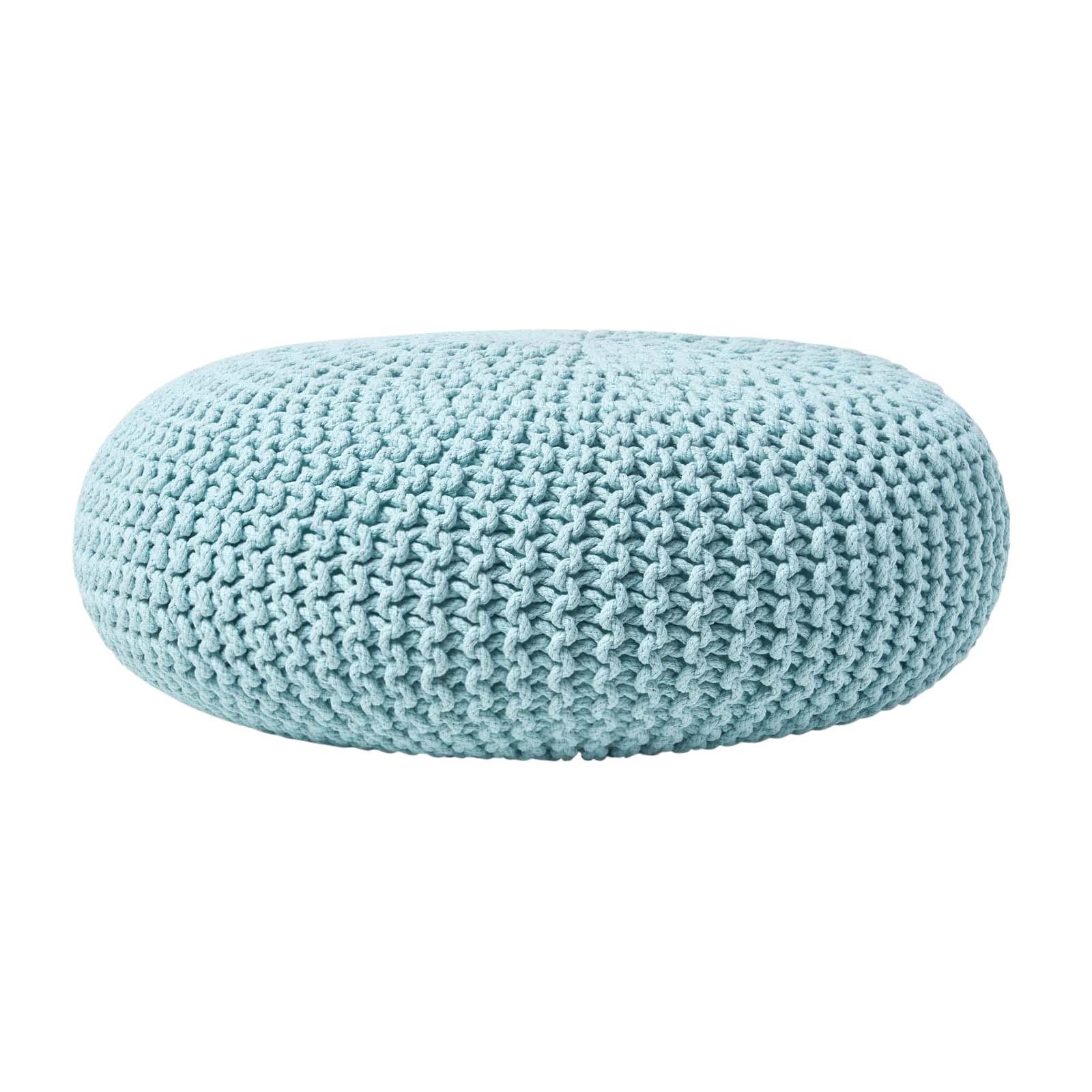 Large Round Cotton Knitted Pouffes Footstools Red, Yellow, Black, Grey, Natural - Picture 73 of 108