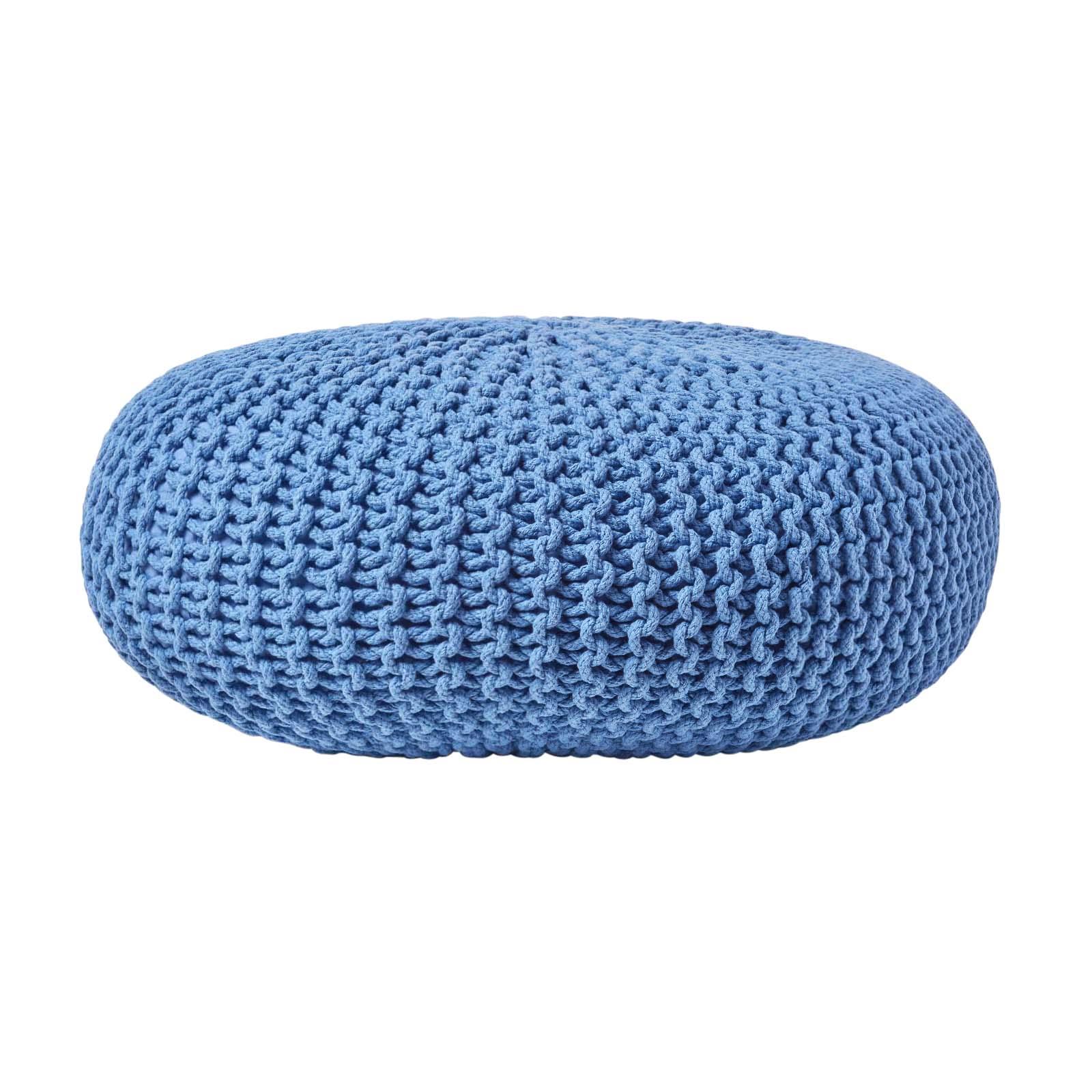 Large Round Cotton Knitted Pouffes Footstools Red, Yellow, Black, Grey, Natural - Picture 8 of 108