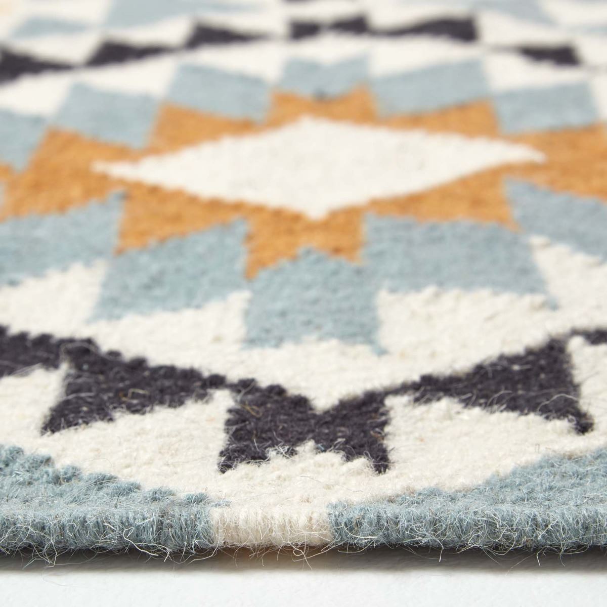 Handmade Cotton & Wool Kilim Rugs Runner Multi Coloured Geometric Diamond Carpet - Picture 7 of 64