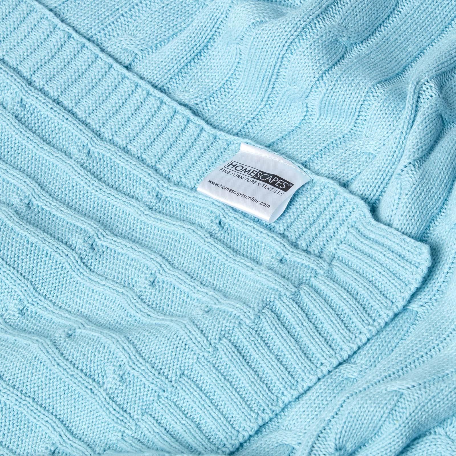 Cotton Cable Knit Throw, Blue, Grey, Green, Pink, Natural, Chocolate - Picture 57 of 65