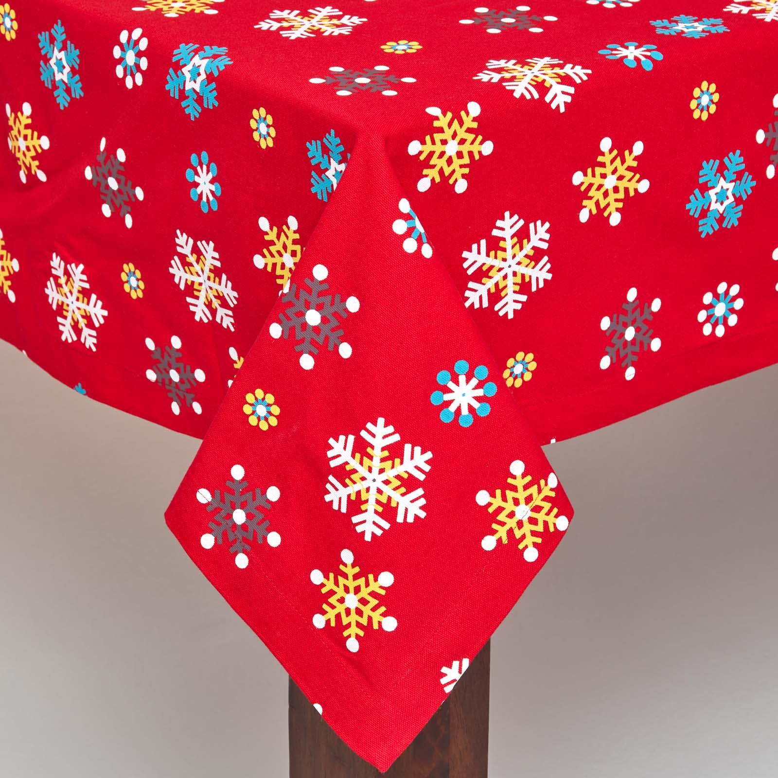 Christmas Cotton Red Snowflake Tablecloth Napkin Placemat Runner Decoration - Picture 7 of 34