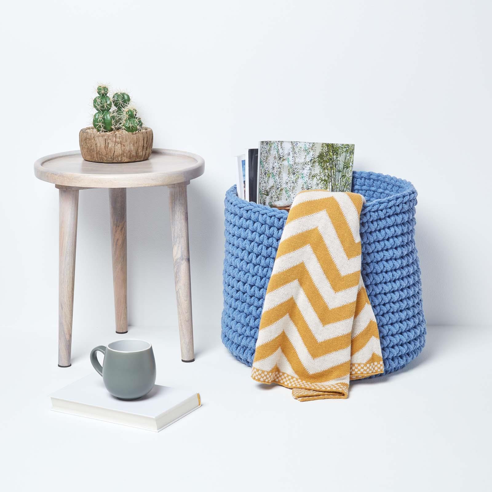 100% Cotton Round Knitted Storage Basket Books & Cloths Storage Handmade Basket - Picture 17 of 135