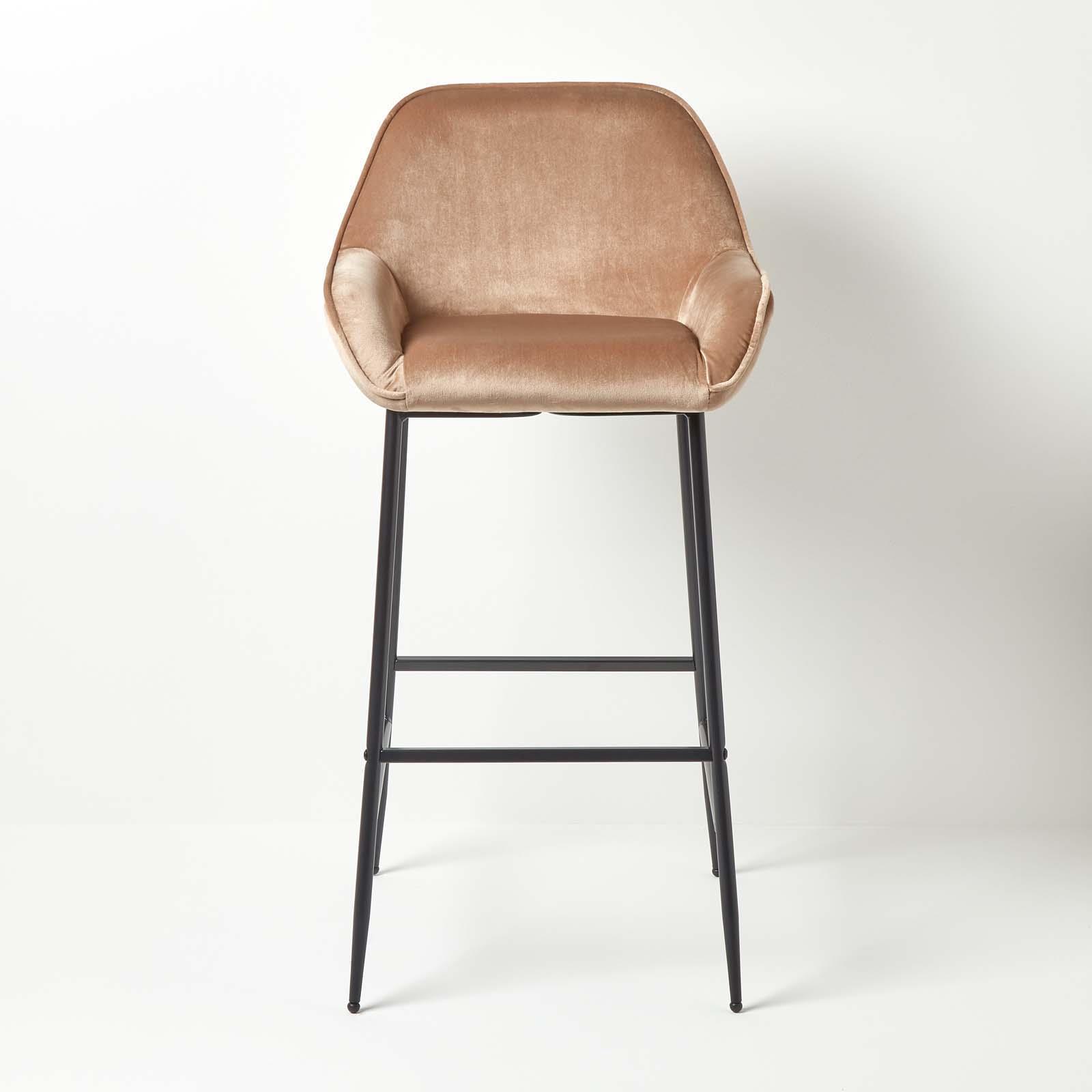 Velvet Bar Stool Chair On-Trend Kitchen Breakfast Bar Stool with Backrest - Picture 11 of 40