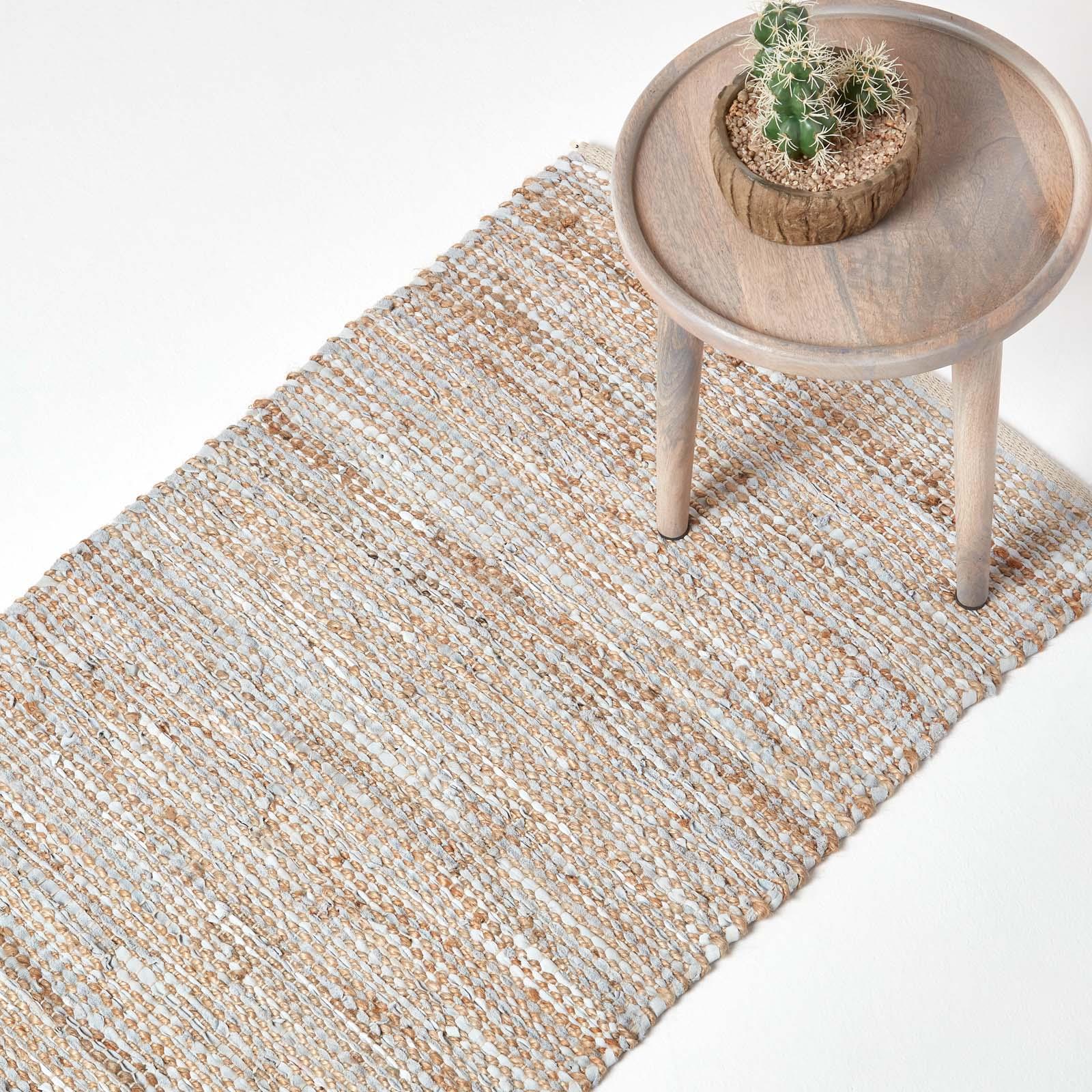 Madras Leather Hemp Rugs for Living Rooms, Brown, Natural - Picture 13 of 20