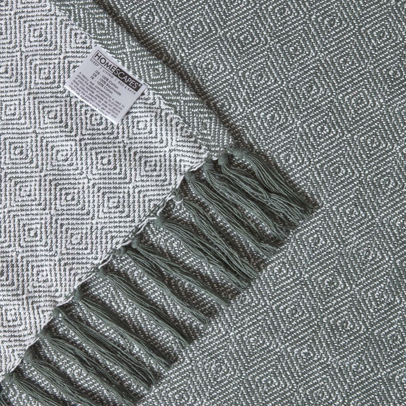 100% Cotton Lightweight Handwoven Textured "MALDA" Throw Blanket with Tassels - Picture 10 of 16