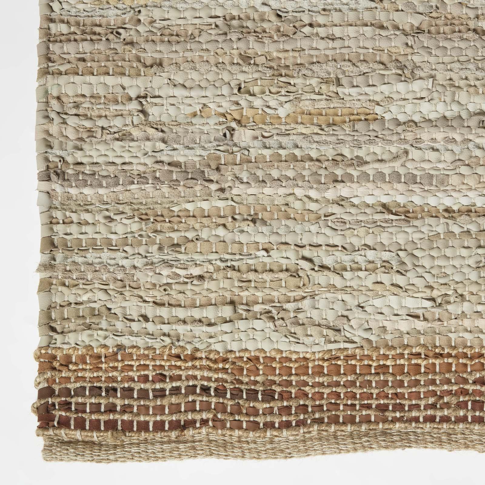 Handmade Stripe Design Recycled Eco Friendly Real Leather Rug and Runner - Picture 7 of 17