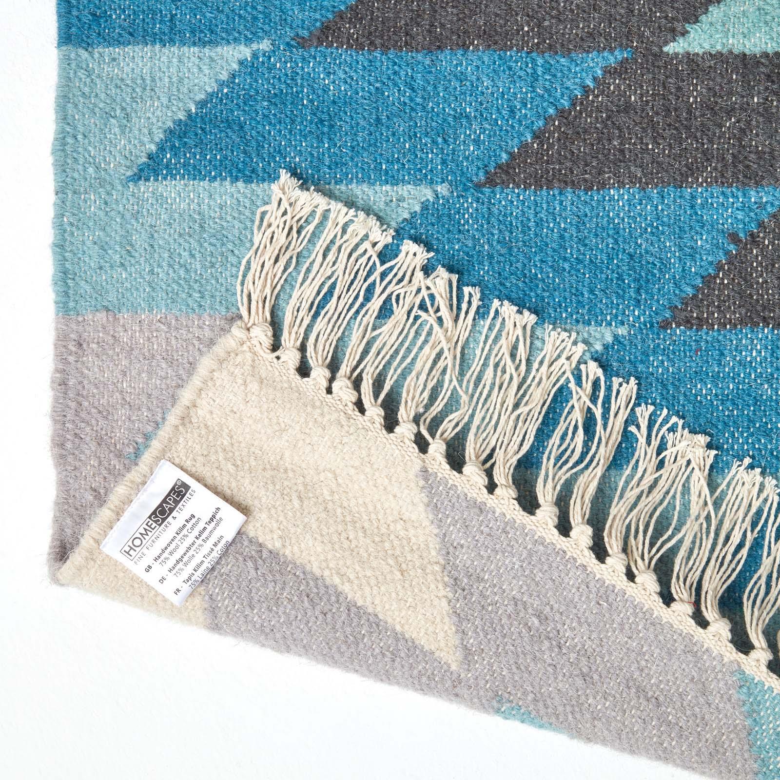 Handmade Cotton & Wool Kilim Rugs Runner Multi Coloured Geometric Diamond Carpet - Picture 36 of 64