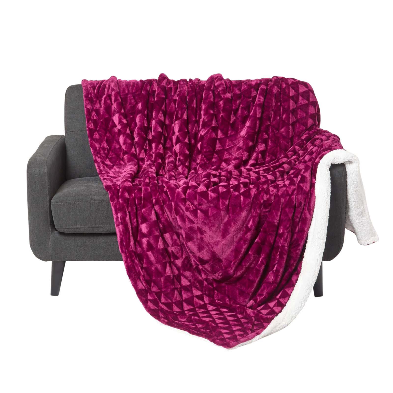 Velvet Throw Over Sofa Bedspread Geometric Triangle Soft Bed Protector Cover - Picture 23 of 74