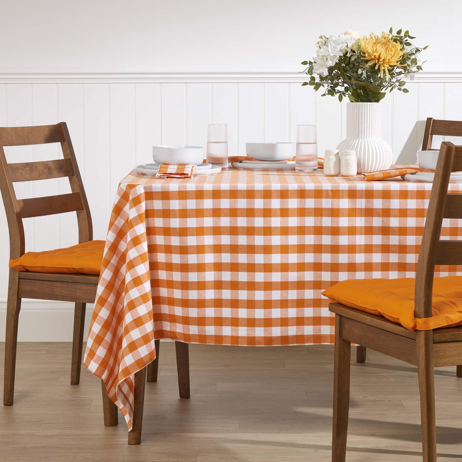 Block Check Tablecloth 100% Cotton Matching With Placemats, Napkins and Seat Pad - Picture 14 of 25
