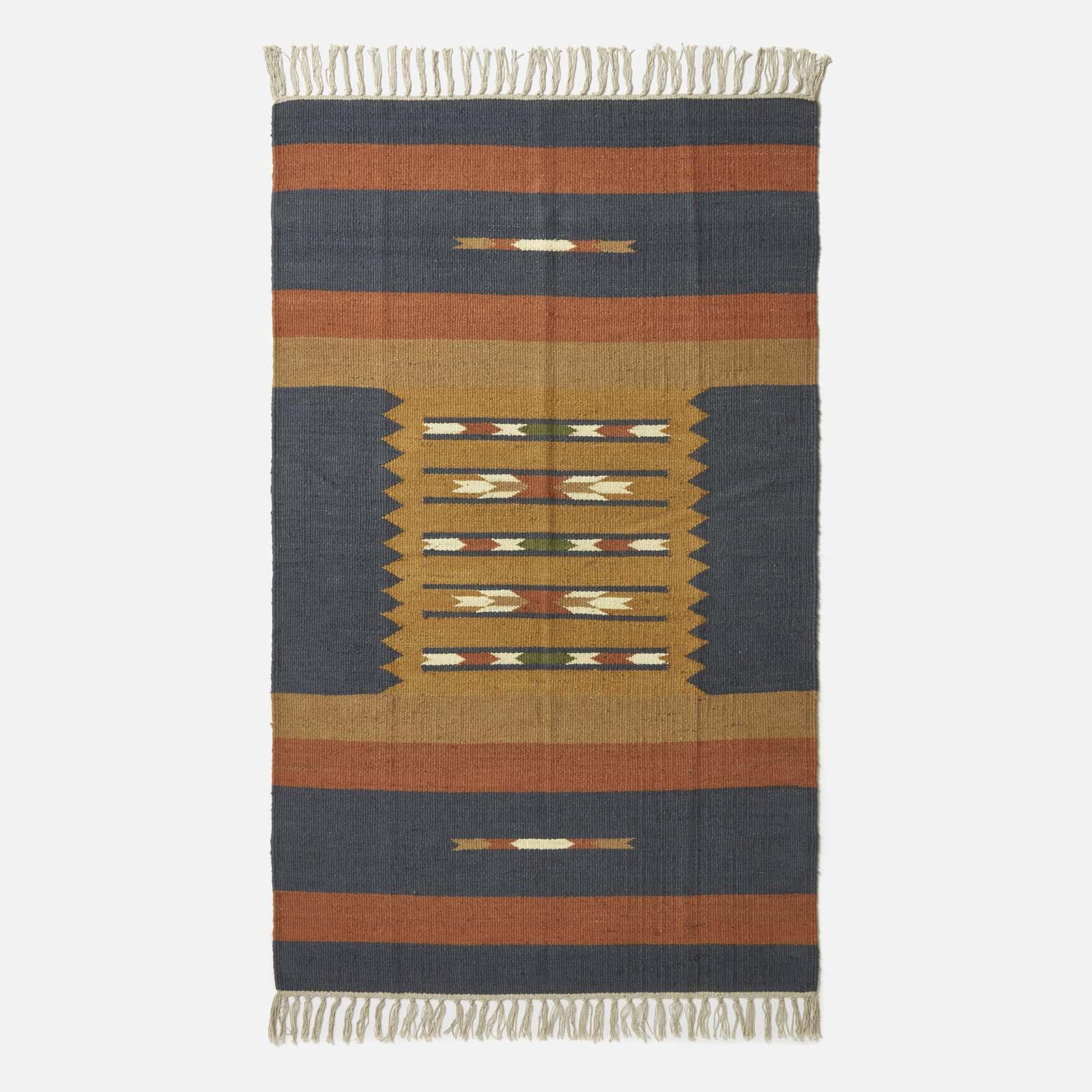 Handwoven Kilim Rug Runner Cotton & Jute in Traditional Pattern with Tassels - Picture 4 of 15
