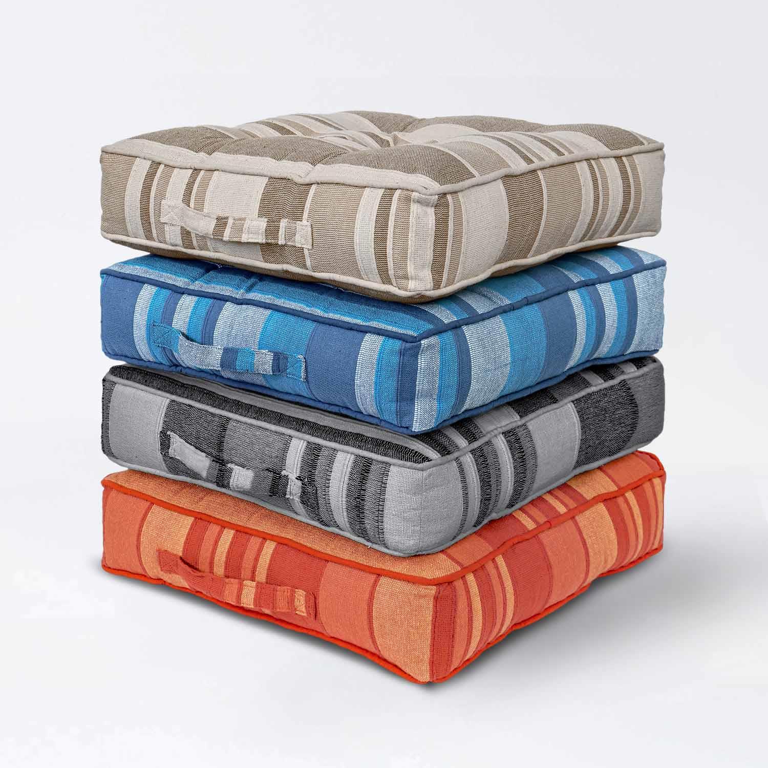 Morocco Striped Floor Cushion Outdoor Garden Dining Booster Seat Pads Square - Picture 7 of 49