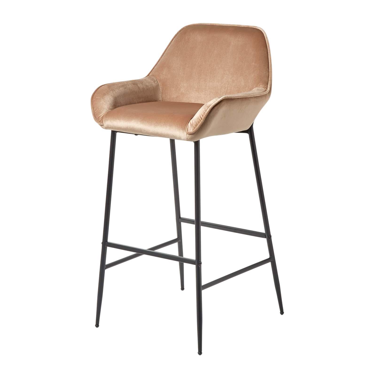 Velvet Bar Stool Chair On-Trend Kitchen Breakfast Bar Stool with Backrest - Picture 10 of 40
