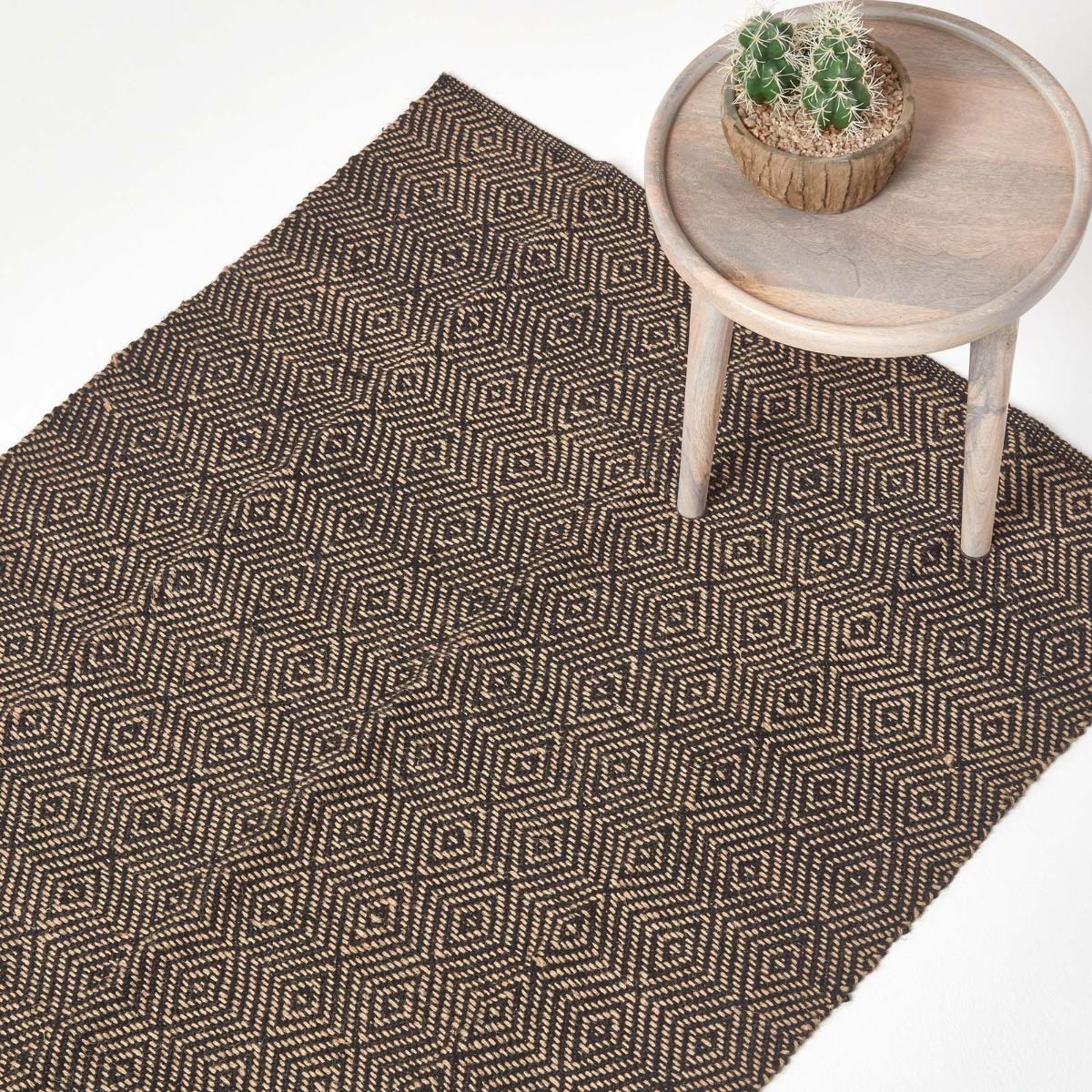 Geometric Jute Rug, Multicolour Striped, Black, Red, Blue - Picture 2 of 22