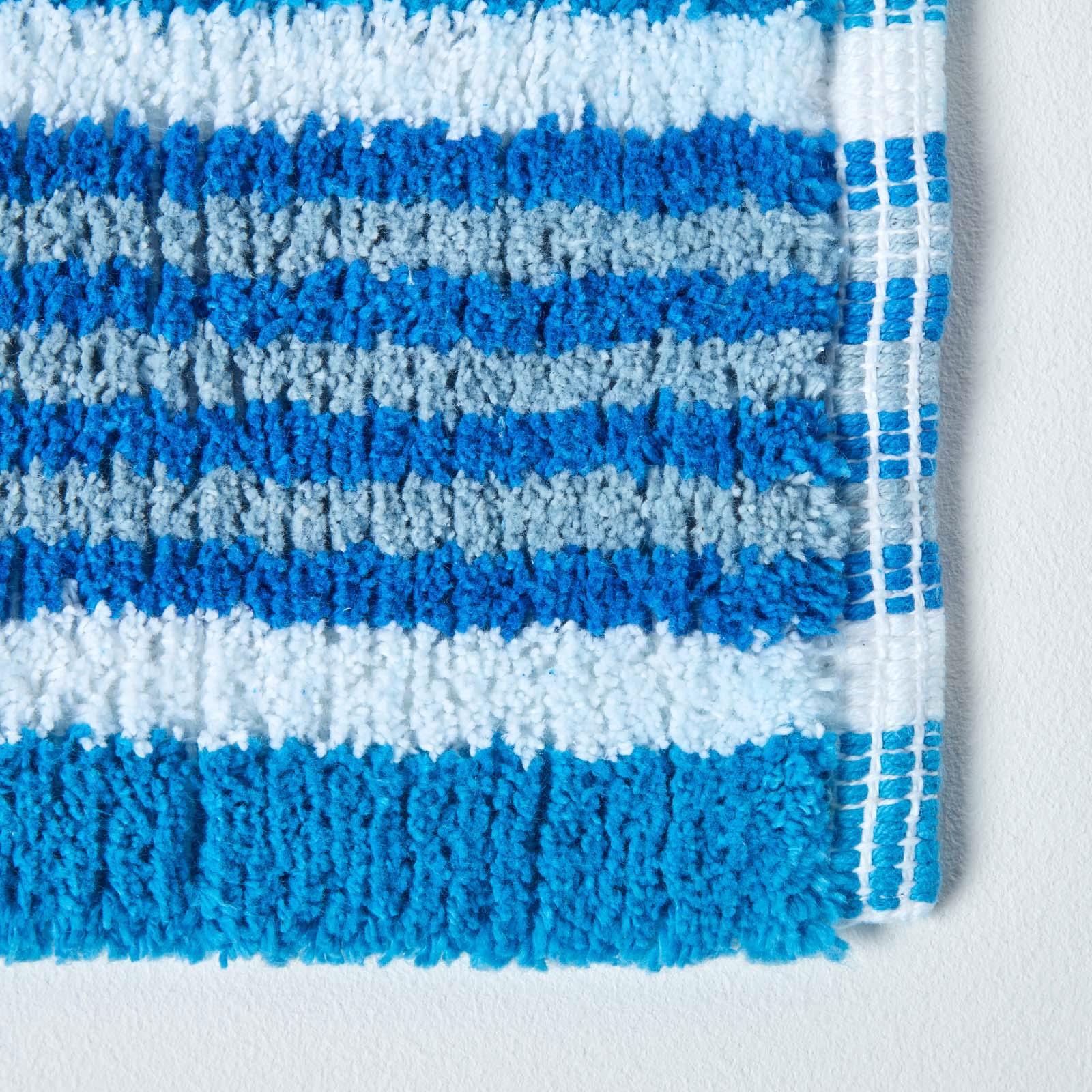 Cotton Striped Bath Mat Non Slip Blue Orange Green Black White Bathroom