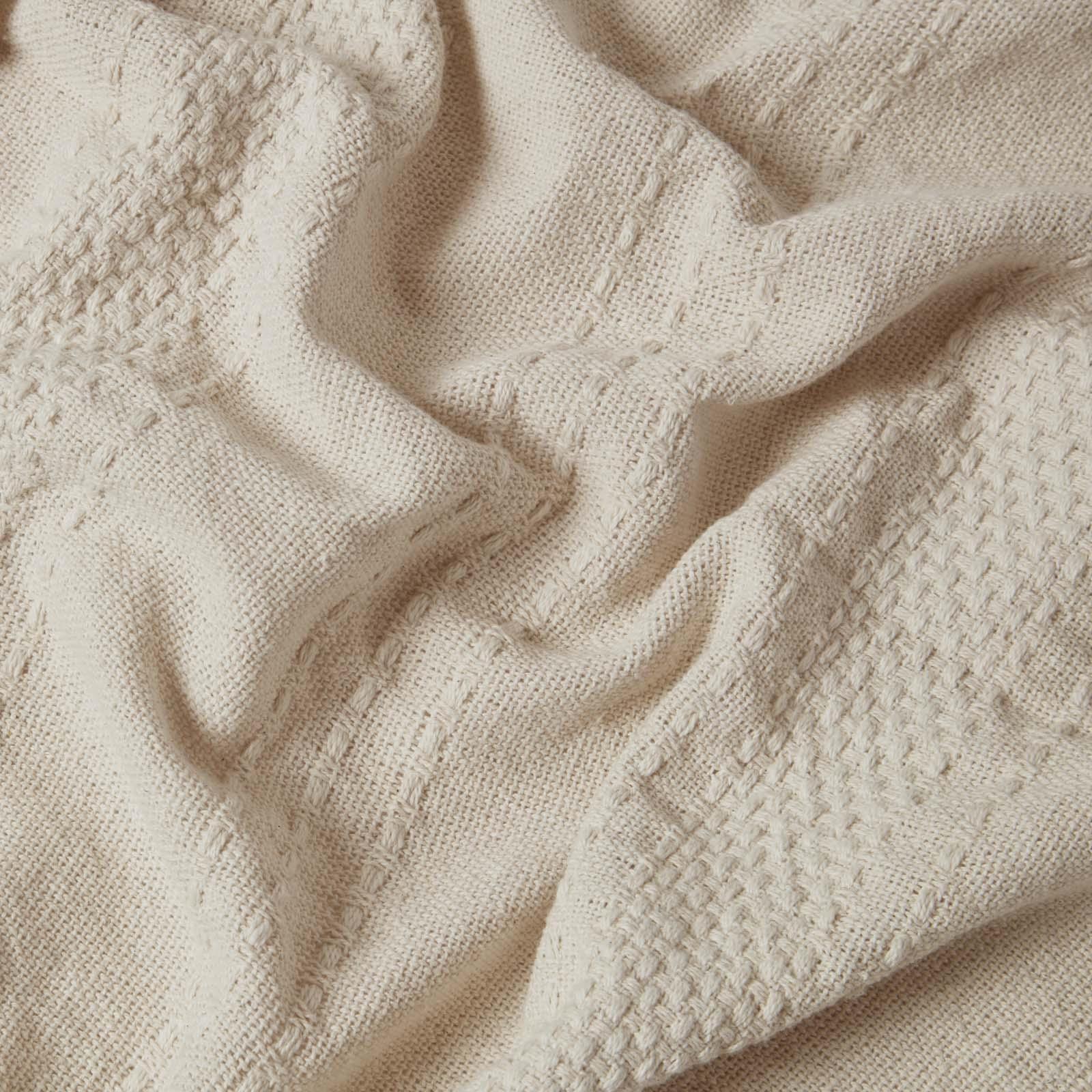 100% Cotton Lightweight Handwoven Textured "KASHI" Throw Blanket with Tassels - Picture 11 of 25