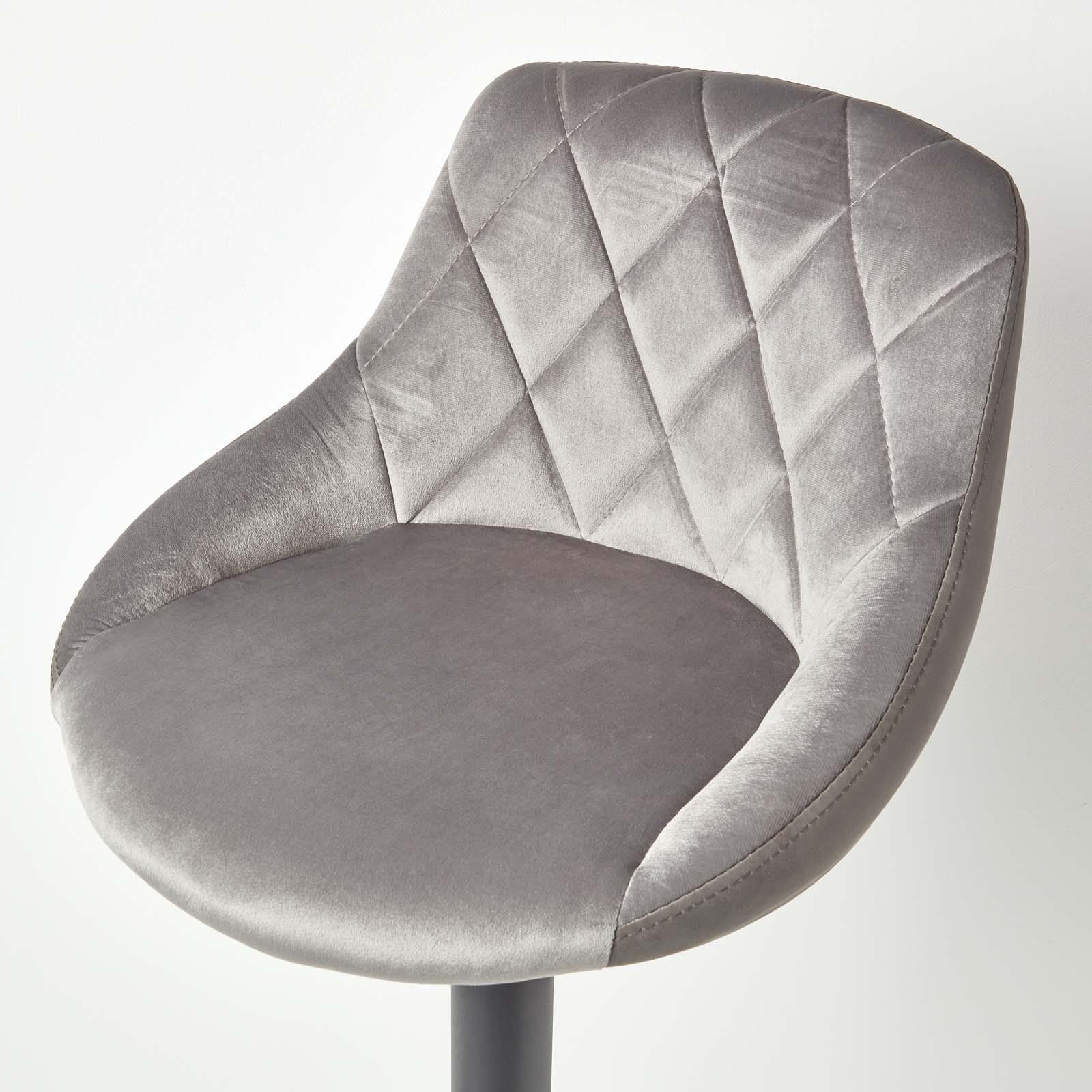 Velvet & Faux Leather Bar Stool Swivel Chair Adjustable Barstool with Backrest - Picture 18 of 22