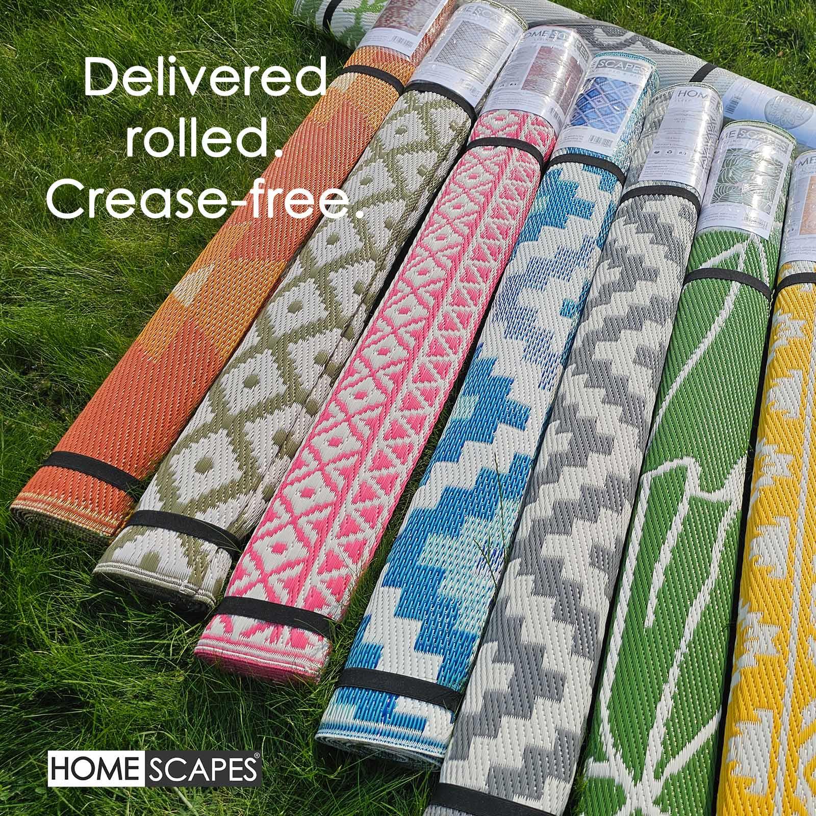 Reversible Indoor/Outdoor Garden Rugs in Motif Mosaic Leaf & Geometric Pattern - Picture 61 of 67