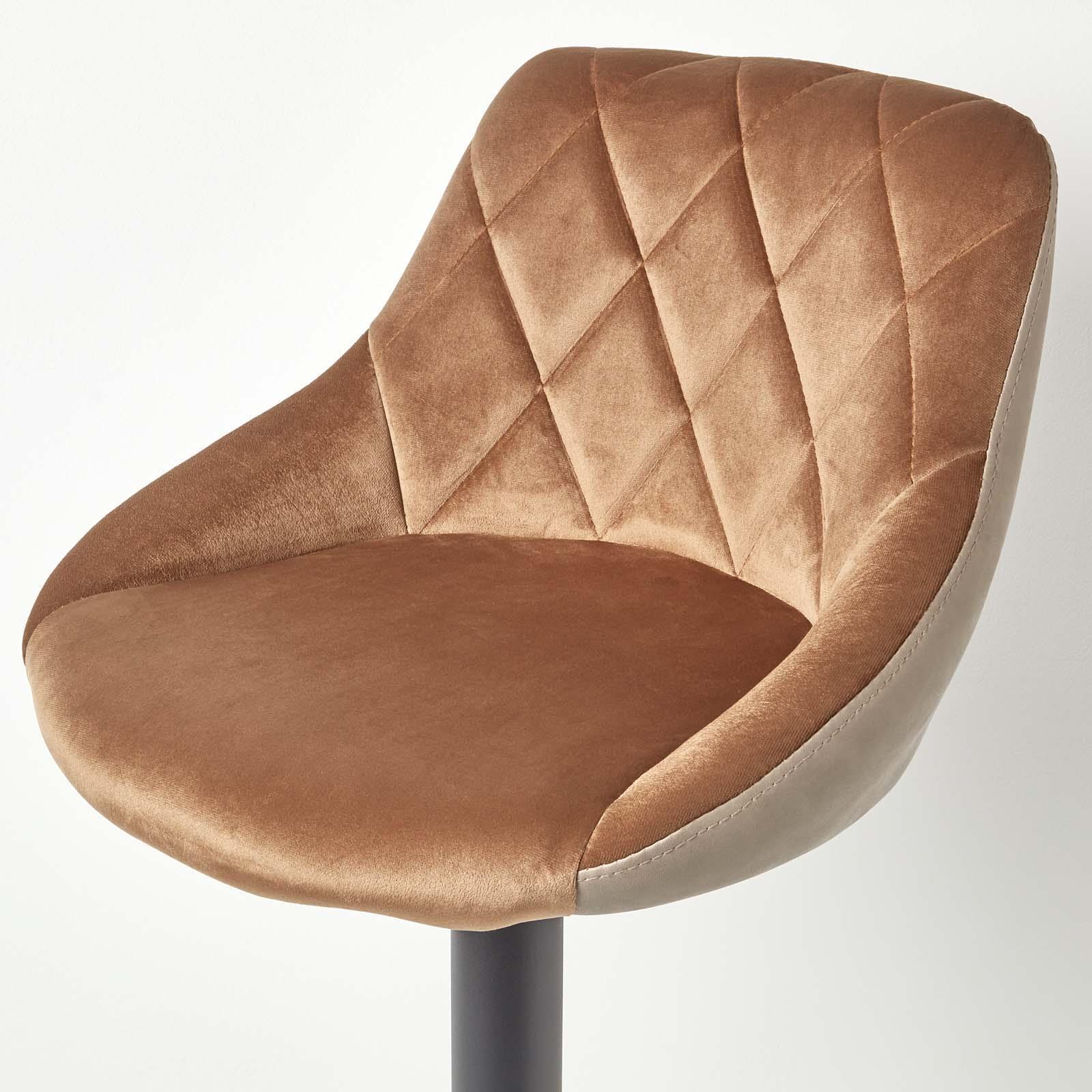 Velvet & Faux Leather Bar Stool Swivel Chair Adjustable Barstool with Backrest - Picture 11 of 22