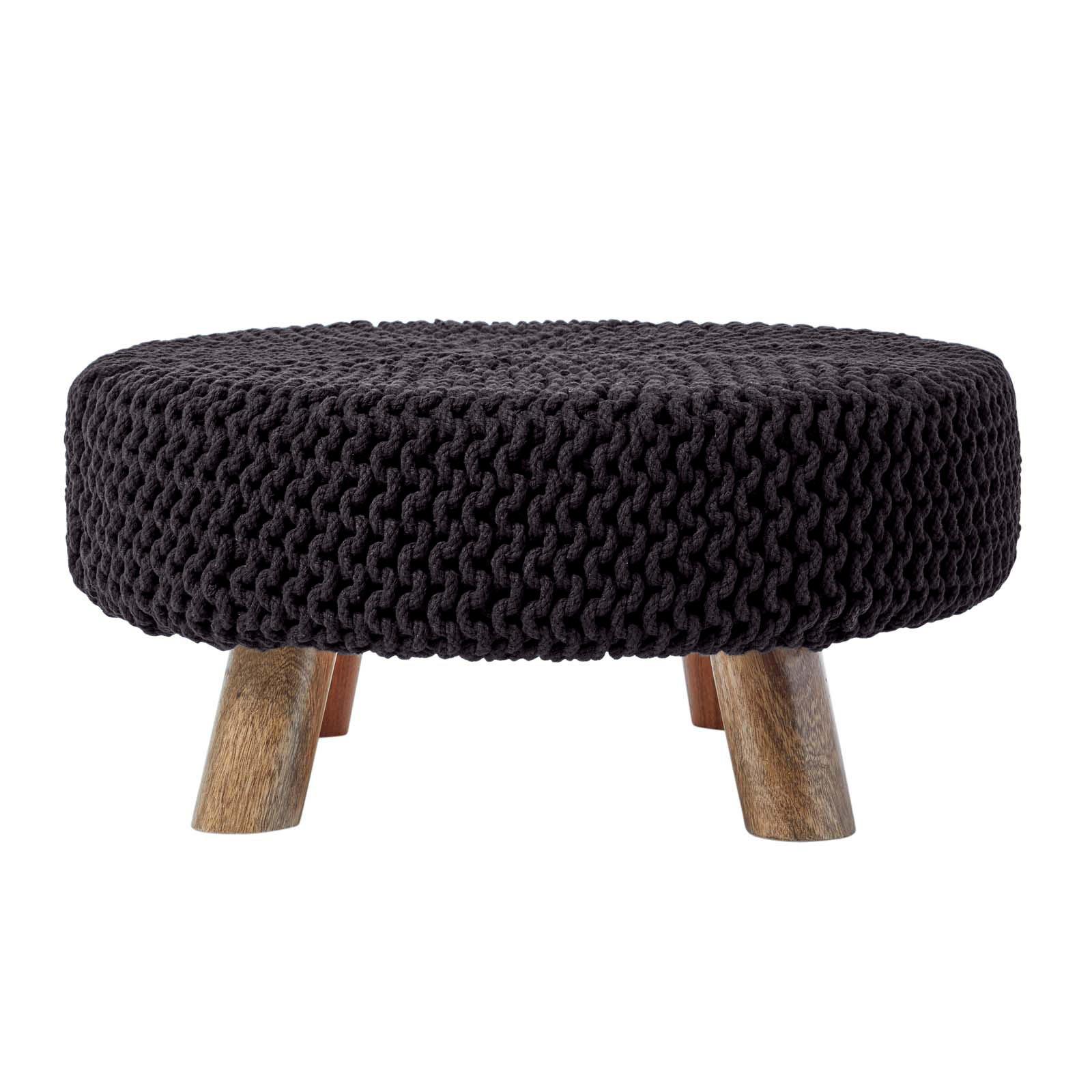 Round Knitted Footstool 100% Cotton Flat Circular with 4 Support Wooden Legs - Picture 2 of 108