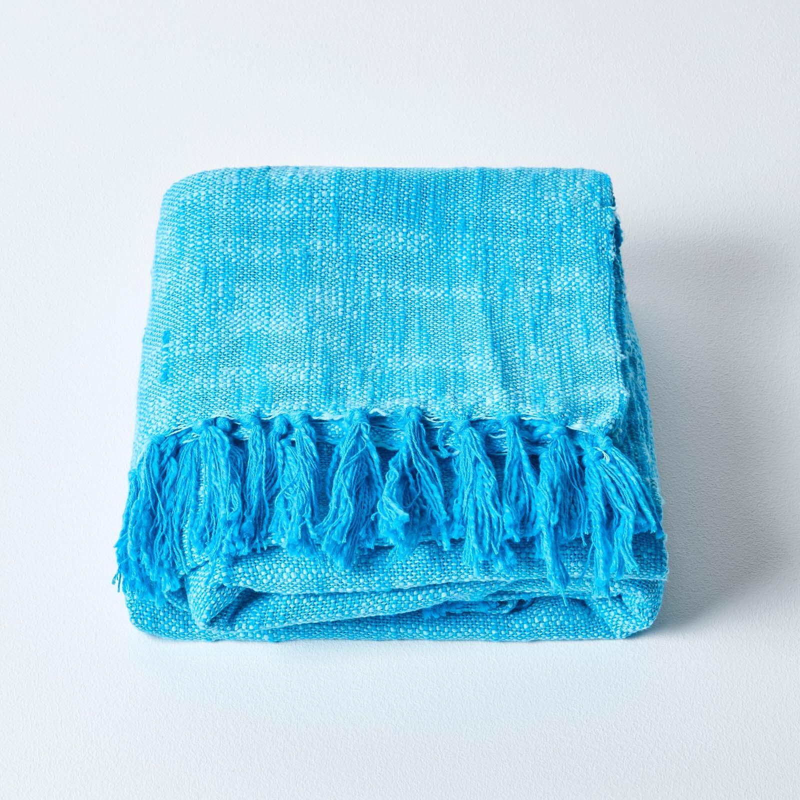 Homescapes Hand woven 100% Pure Cotton Throws for Bed or Sofa Yellow Grey Purple - Picture 40 of 54