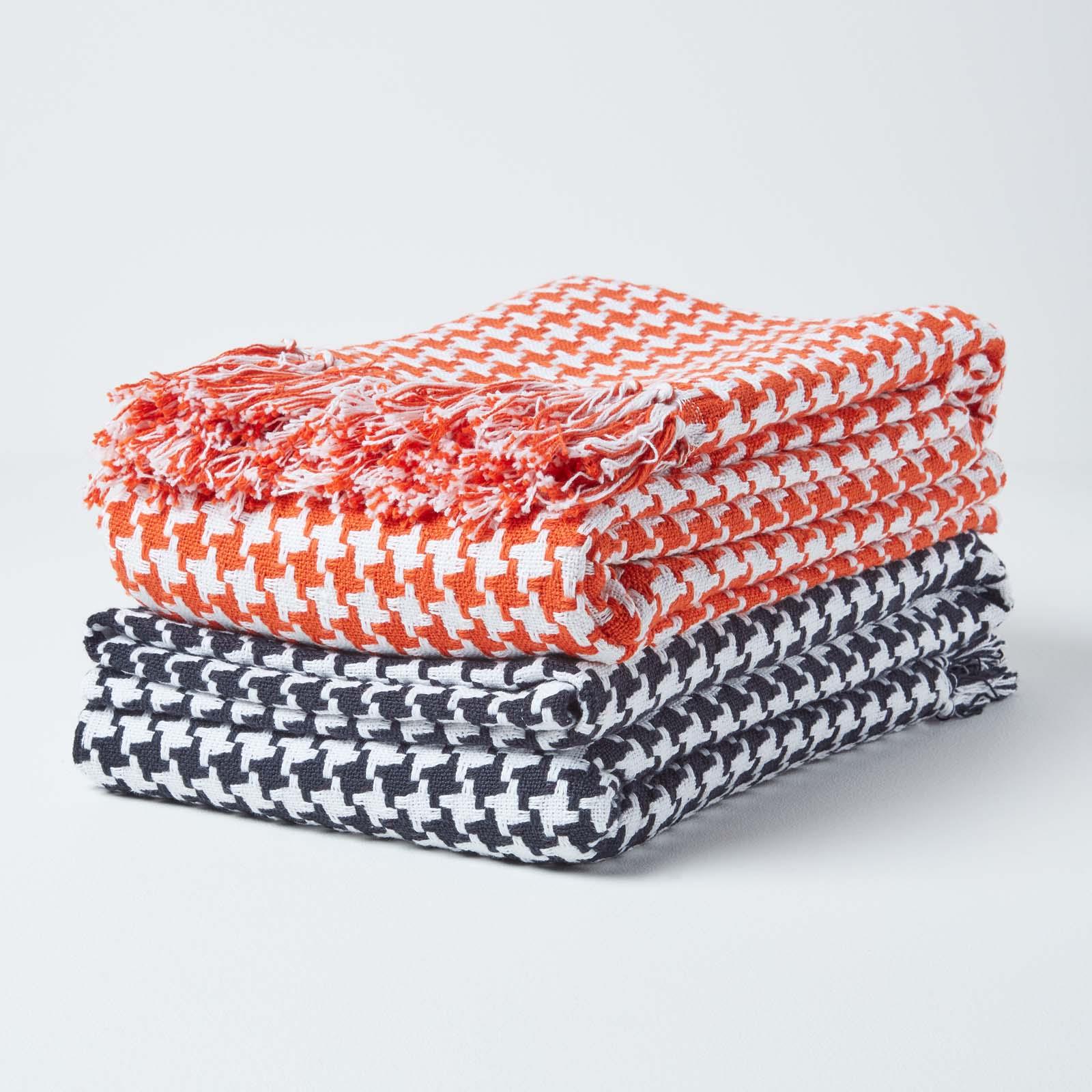 Houndstooth Cotton Check Extra Large Sofa Bed Throws Blanket Dogtooth Bedspreads - Picture 8 of 25
