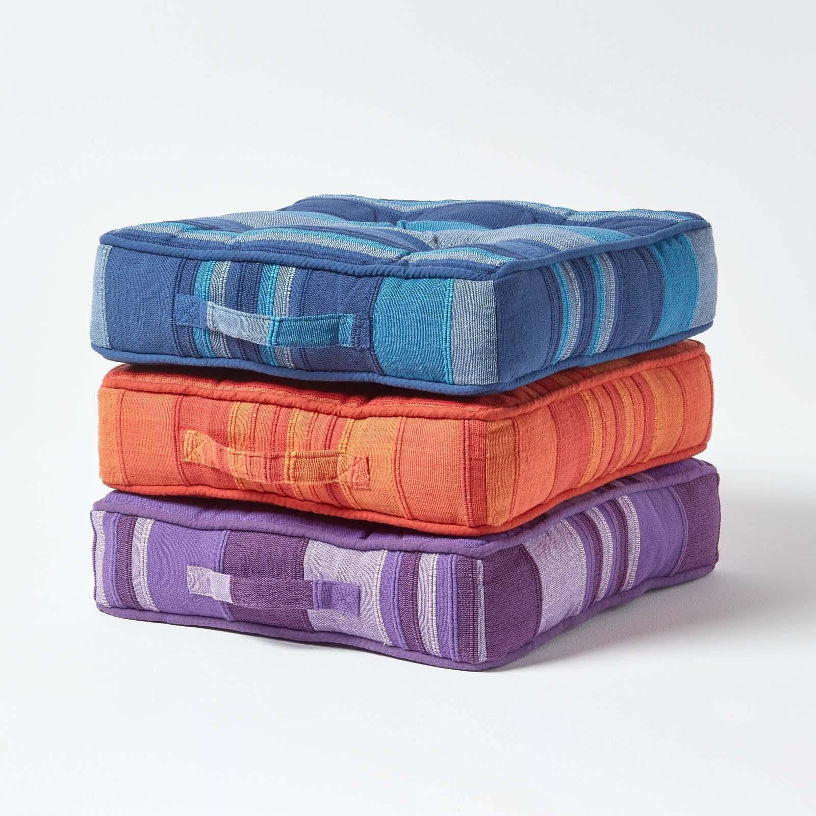 Morocco Striped Floor Cushion Outdoor Garden Dining Booster Seat Pads Square - Picture 43 of 49