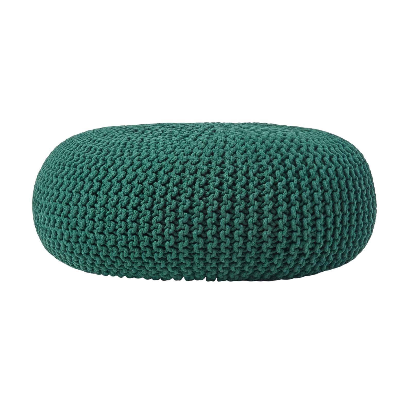 Large Round Cotton Knitted Pouffes Footstools Red, Yellow, Black, Grey, Natural - Picture 26 of 108