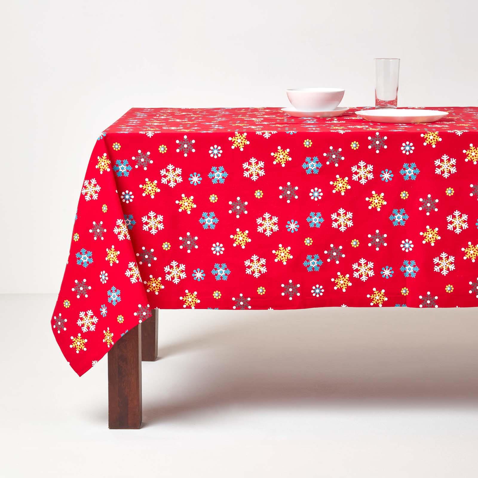 Christmas Cotton Red Snowflake Tablecloth Napkin Placemat Runner Decoration - Picture 16 of 34
